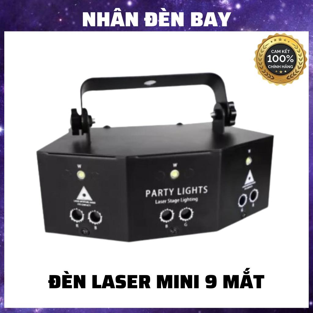 Đèn Laser Mini 9 Mắt Chiếu Hiệu Ứng Laze 3D Cảm Biến Nhạc Dùng Cho Phòng Bay, Karaoke, Bar
