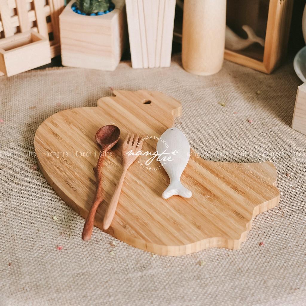 Thớt gỗ tre tự nhiên hình con gà - Thớt gỗ tre(Bamboo wood cutting board)