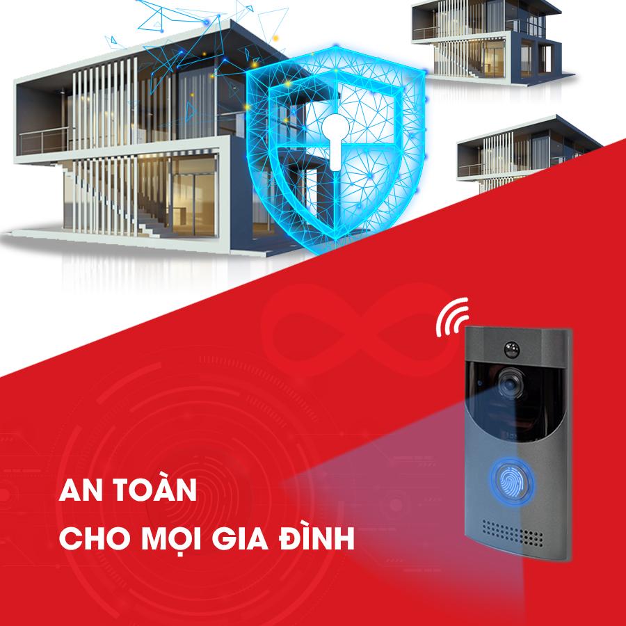 Chuông cửa Camera Smart Homesheel Doorbell 007C - Màu đen - Hàng chính hãng