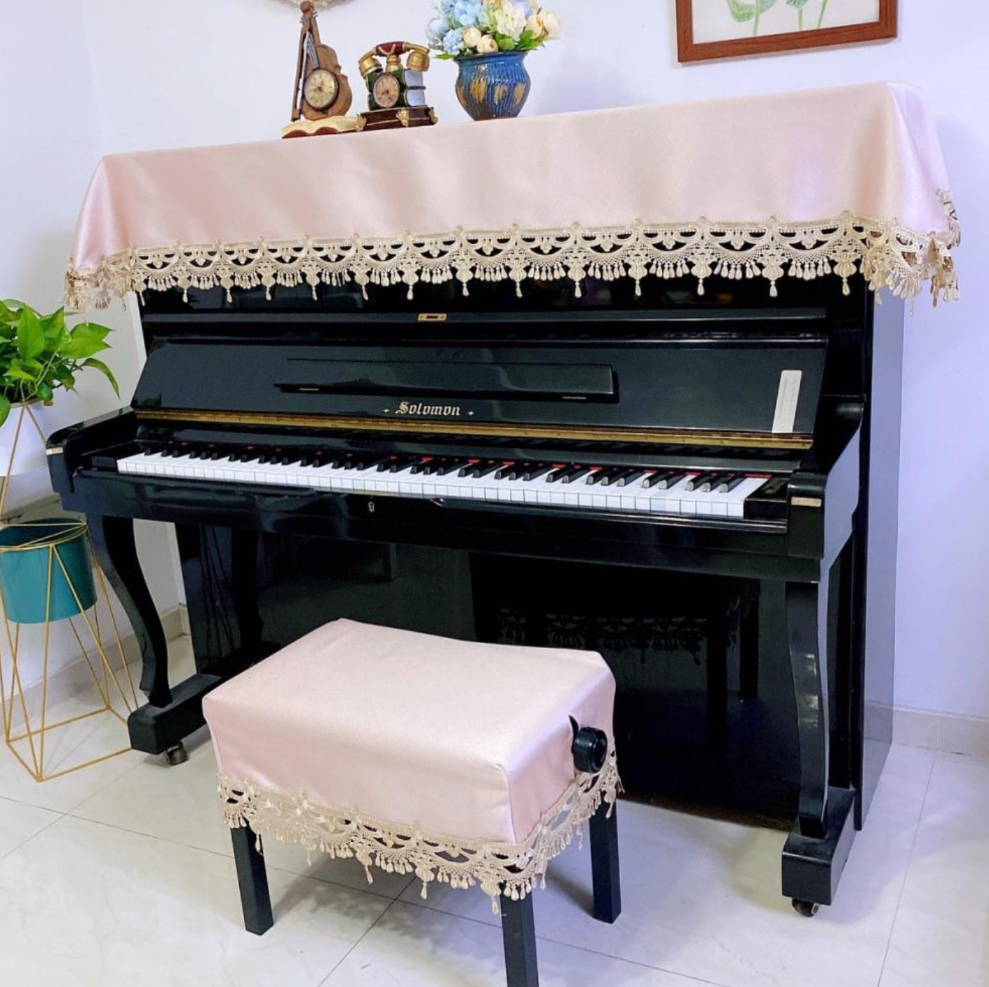 Khăn phủ đàn piano cơ đàn piano điện tử 88 phím phong cách Châu Âu cổ điển sang trọng chống bụi chống xước