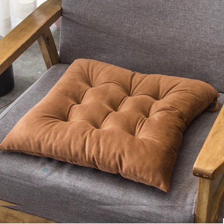 Đệm ngồi Vuông Vải Nhung Bông Trắng Dùng Làm Nệm Ngồi Ghế Sofa Gỗ, Văn Phòng, Gối Tựa Lưng Êm Ái