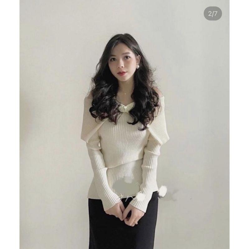 Áo len nữ dài tay trễ vai, thiết kế nữ tính, gợi cảm