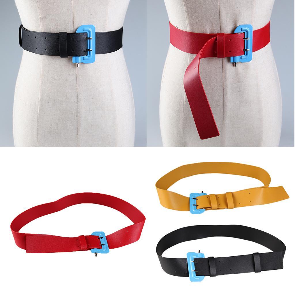 Womens Girls PU Leather Skinny Buckle Thin Elastic Stretch Waist Belt Waistband