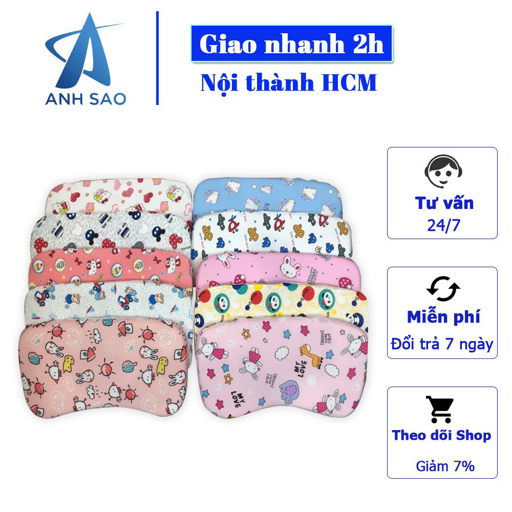 Gối nằm cao su non A chống méo đầu dành cho bé sơ sinh - Kích thước 21 x 36 x 3cm