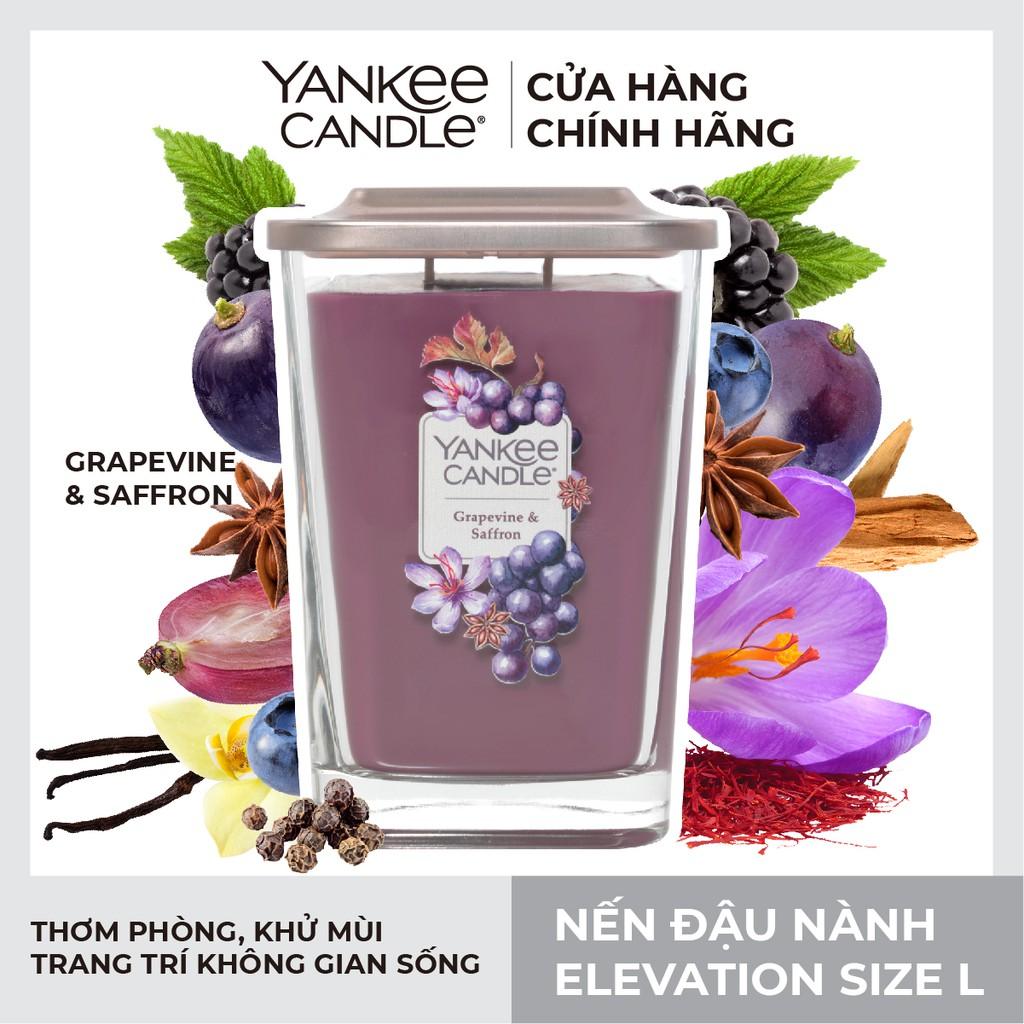 Nến ly vuông Elevation Yankee Candle size L - Grapvine &amp; Saffron (552g)