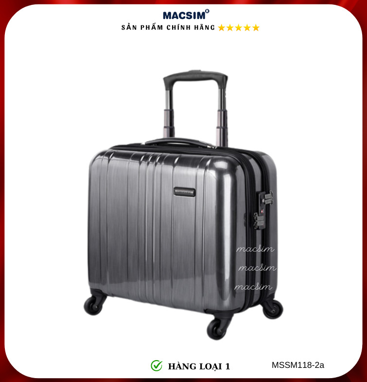 Vali cao cấp Macsim Smooire MSSM118-2a cỡ 16 inch màu Red, Black - Hàng loại 1