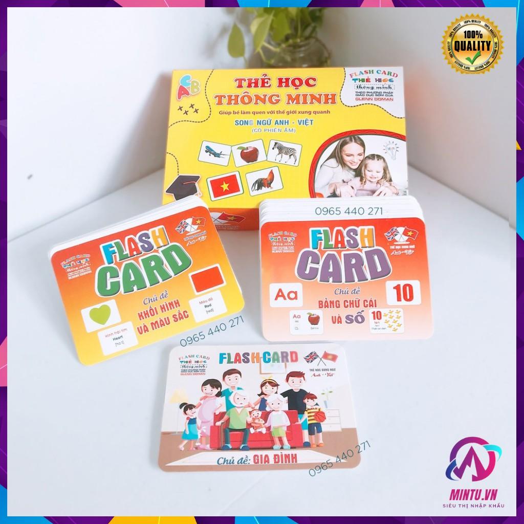 Bộ Thẻ Học Thông Minh cho bé 18 Chủ Đề thẻ học Glenn Doman loại to song ngữ Flashcard tiếng Anh (Hibaby+)