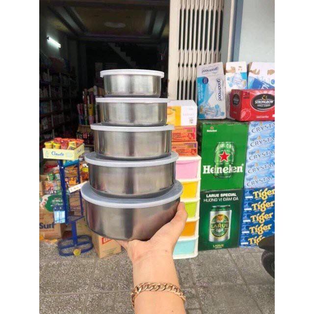 bộ 5 bát inox cao cấp có nắp đậy