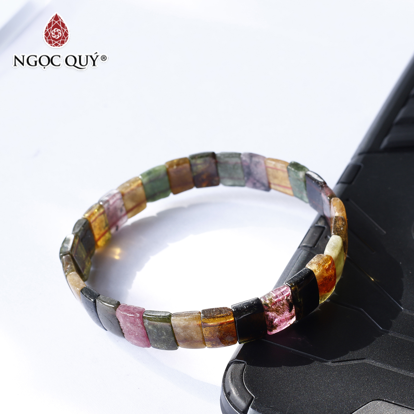 Vòng đá tourmaline đa sắc dạng bản thô - Ngọc Quý Gemstones