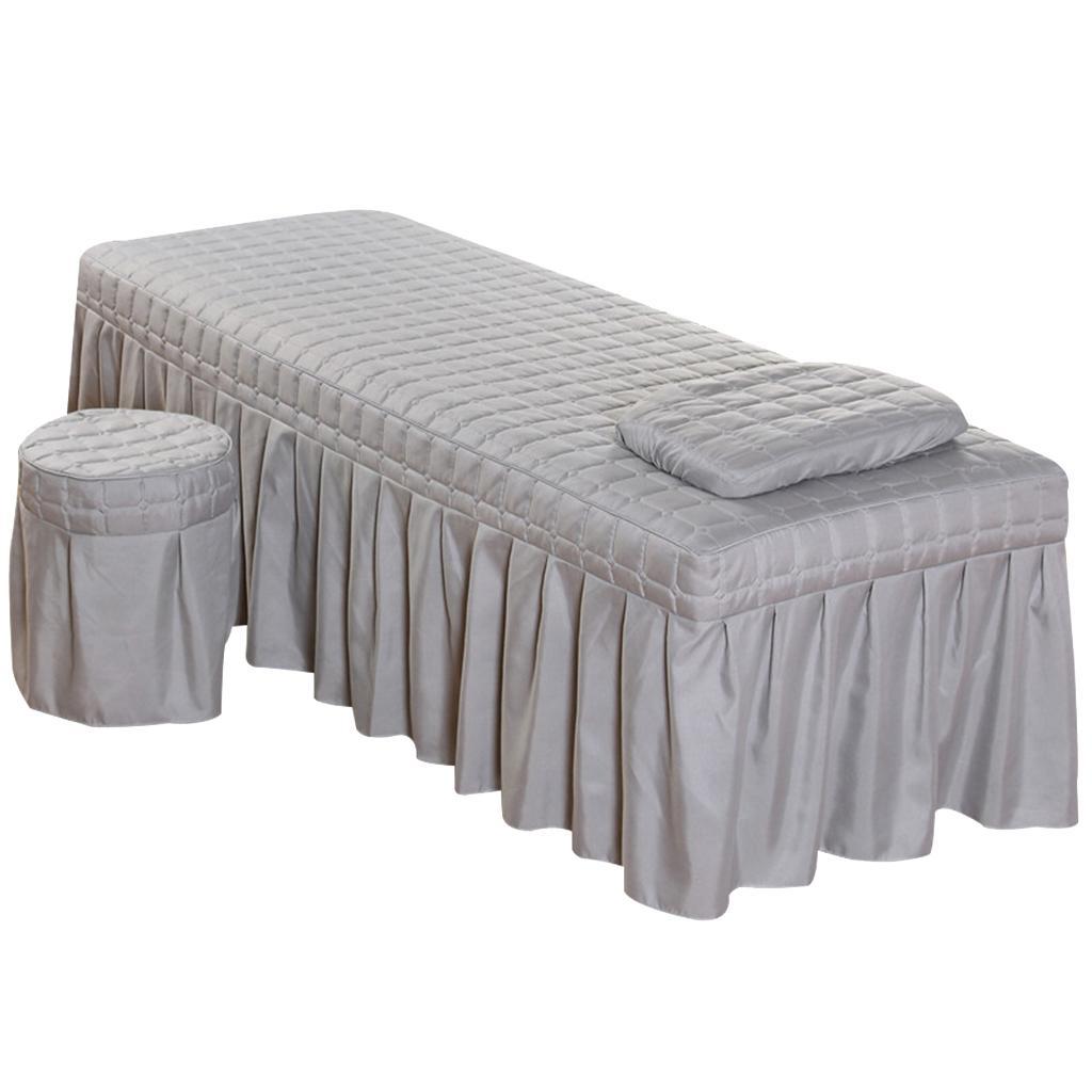 2X Soft Beauty Massage Bed Sheet With Pillowcase and Stool Cover Gray