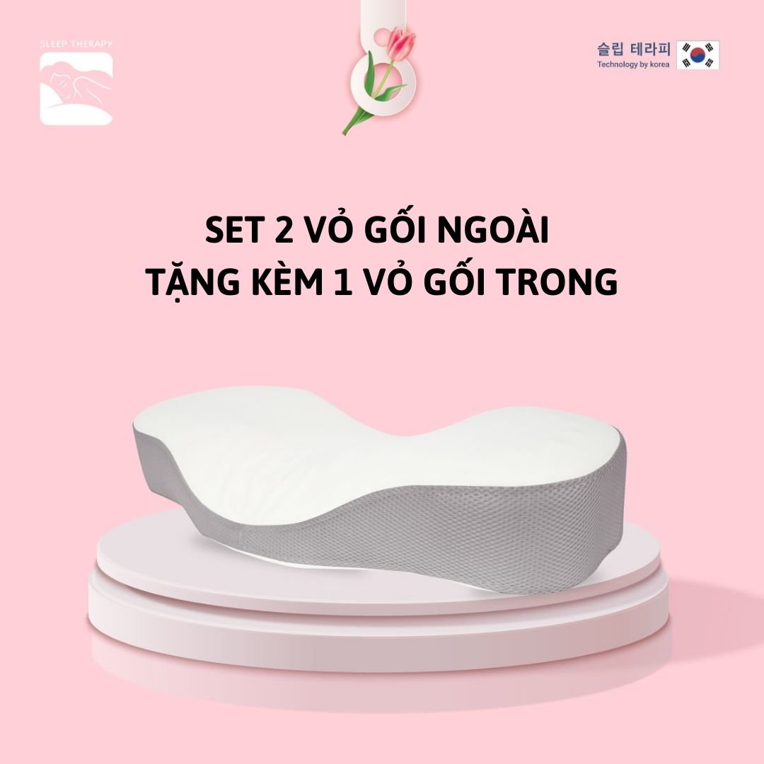 Set 2 vỏ gối ngoài Sleep Therapy - Tặng 1 vỏ gối trong (Màu ngẫu nhiên)