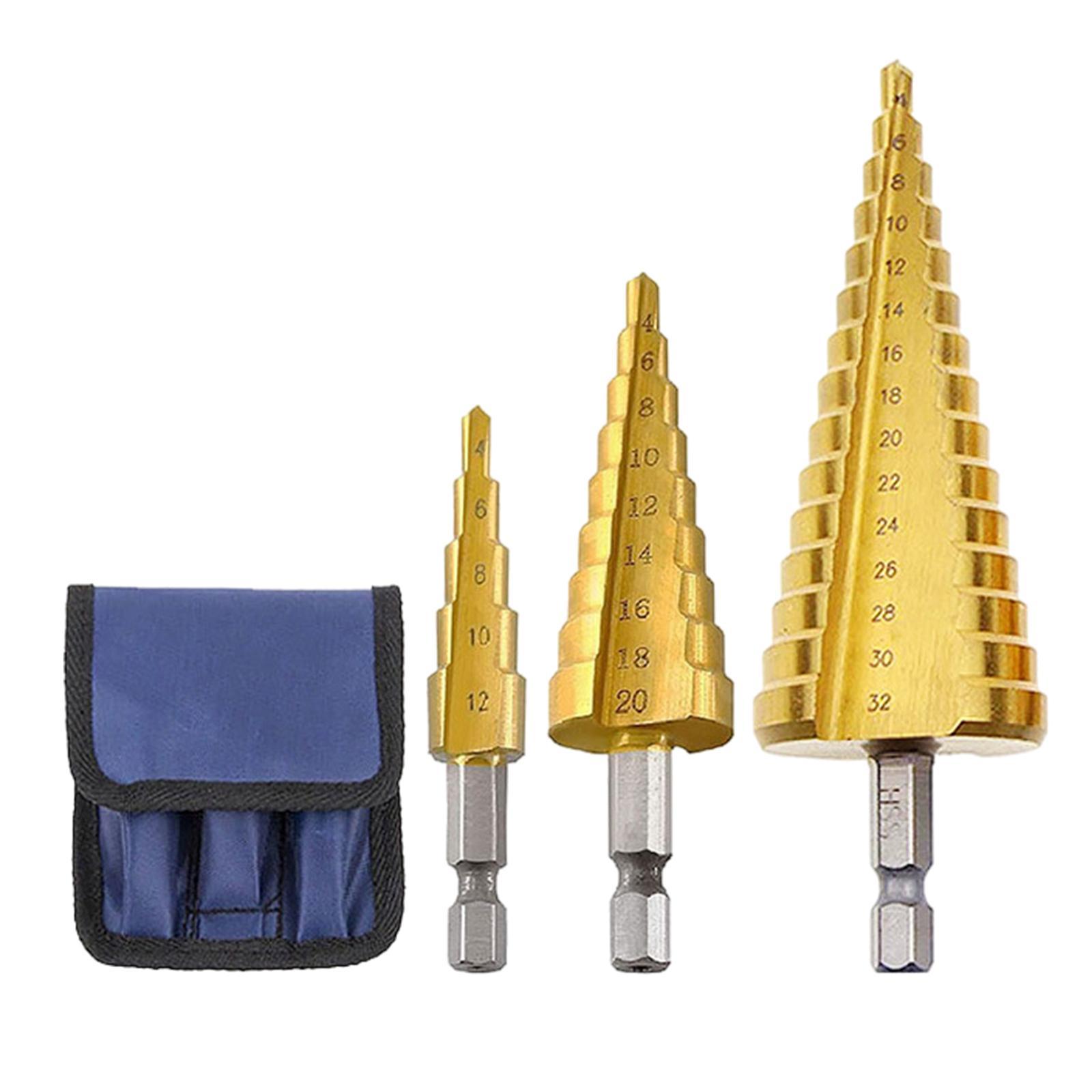 3x Step Drill Bit Portable Drilling for Hole Cutter Wood Core Drilling