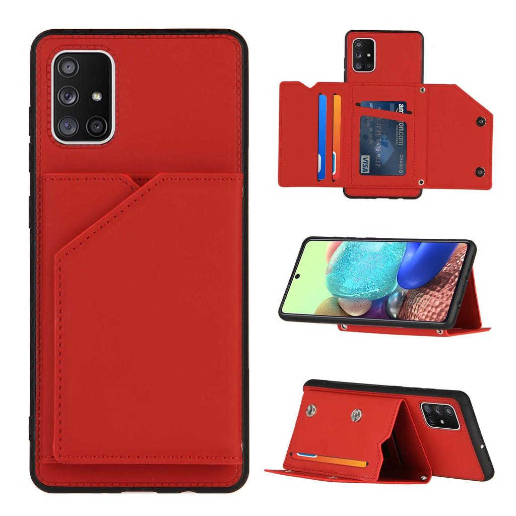 Ốp điện thoại nắp gập thiết kế để thẻ bằng da cao cấp cho Samsung Galaxy S21 Ultra S21 Plus S21+ A12 A32 A52 A72 5G