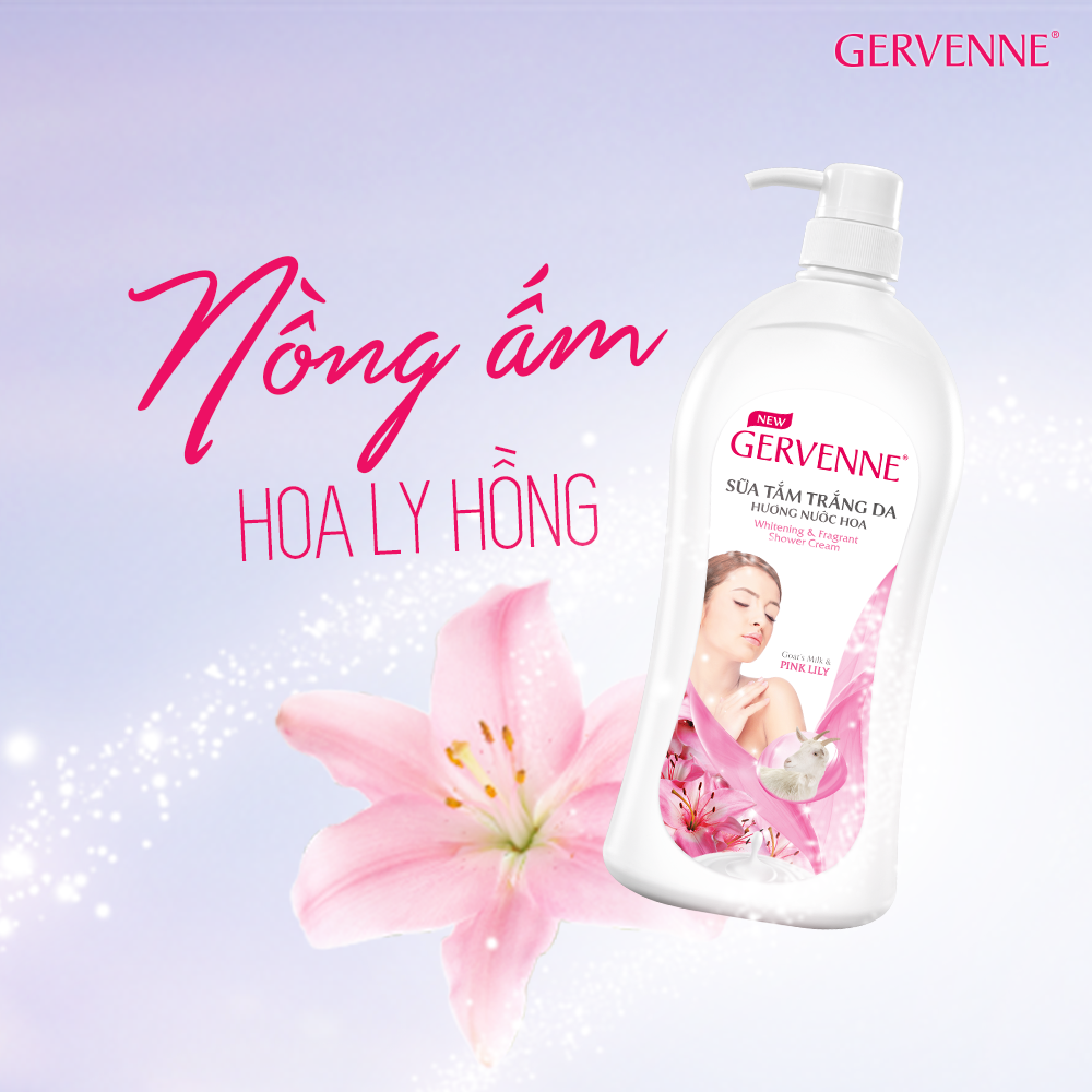 Gervenne Combo 2 Sữa tắm Trắng da Hương nước hoa Pink Lily (450g/chai)