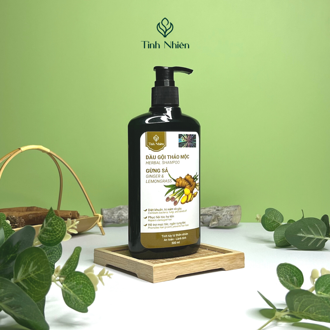 Dầu Gội Thảo Mộc Gừng Sả Tinh Nhiên 300 ml ngăn ngừa gàu ngứa, giúp tóc suôn mượt