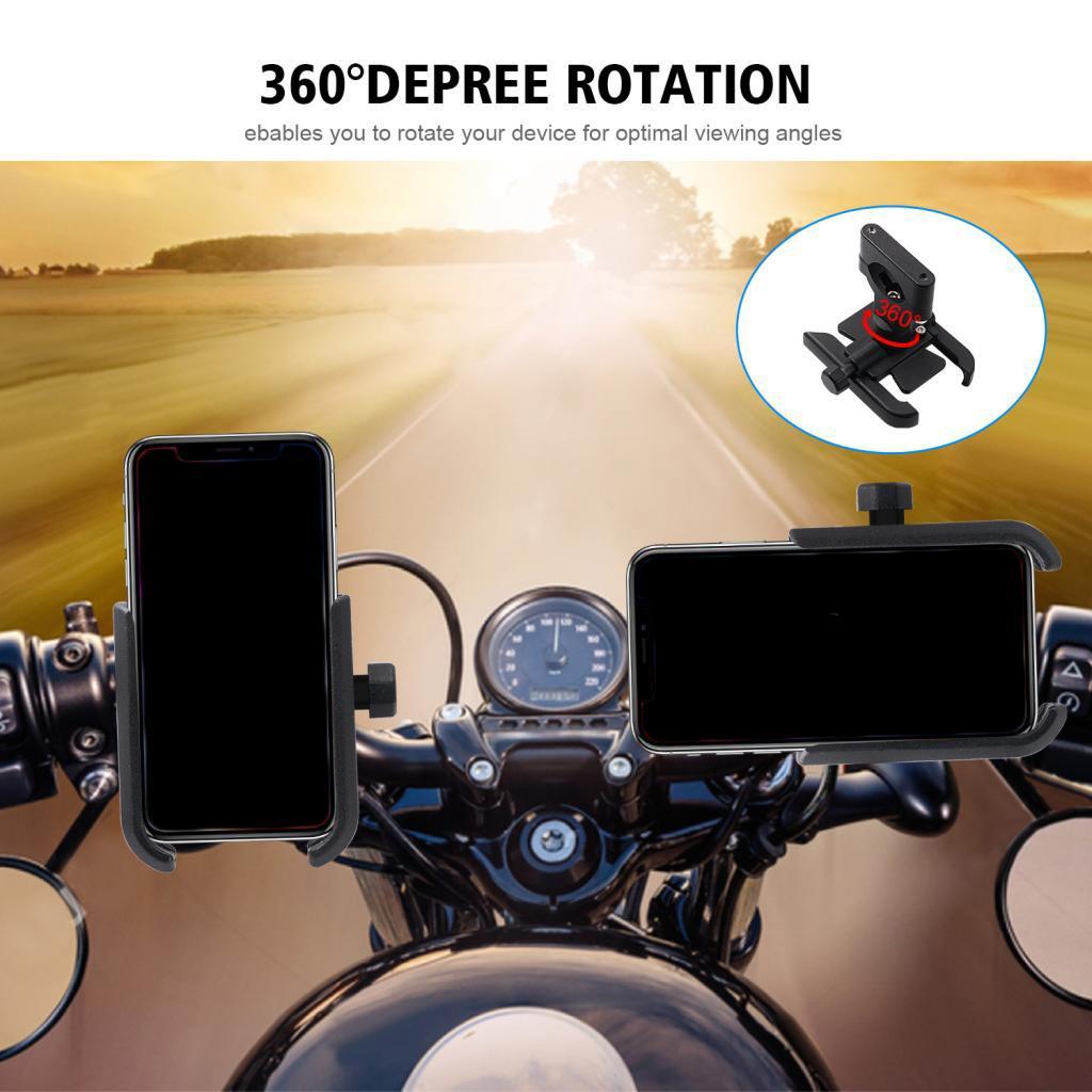 Universal Phone Holder Handlebar Mount Bracket Stand For Motorcycle Black
