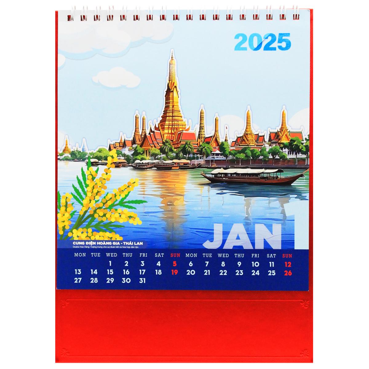 Lịch Bàn Đứng 2025 - Giá Trị Di Sản - Văn Lang VL-LB08 - Đế Màu Đỏ