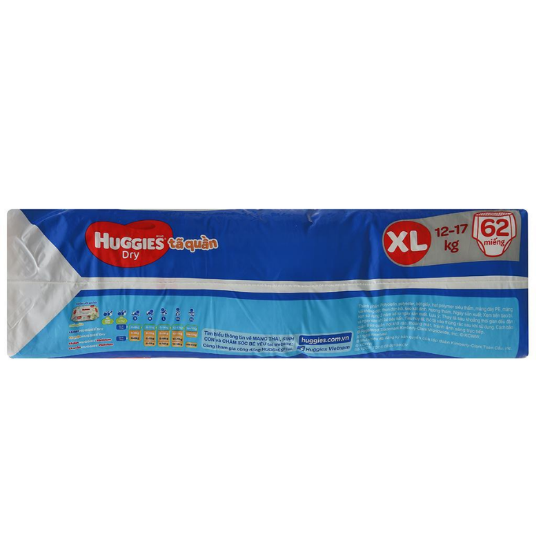 Tã quần Huggies Dry size XL 62 miếng (cho bé 12 - 17kg)