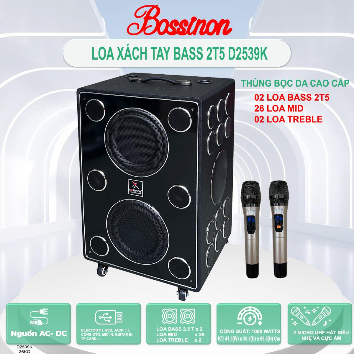 Loa Karaoke xách tay  Bossinon D2539K -  26 Đường tiếng, Công Suất 1000W, 2 Bass 25Cm, 2 Treble - HÀNG CHÍNH HÃNG
