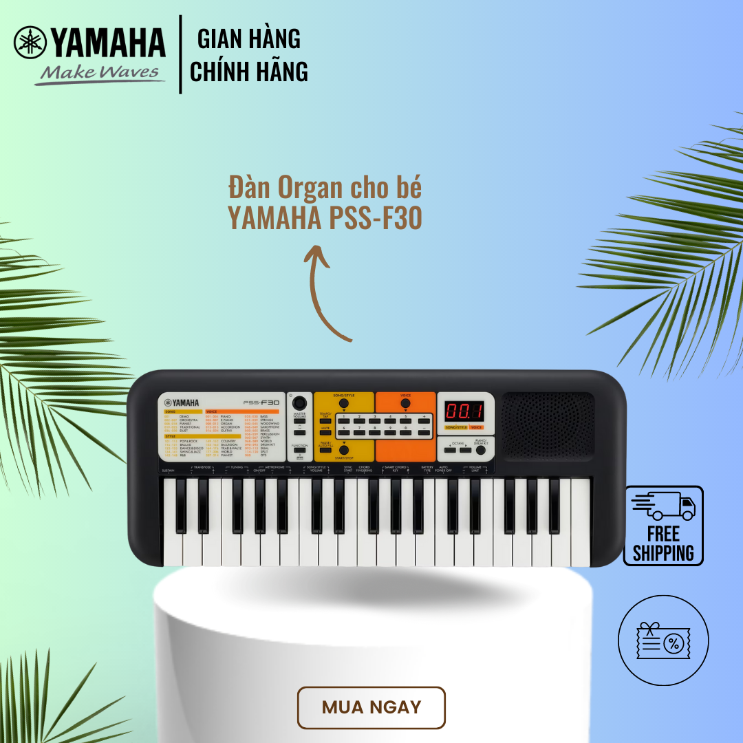 Đàn Organ điện tử YAMAHA cho bé PSS-F30 với hơn 100 tiếng nhạc và nhạc đệm, phù hợp cho trẻ em trên 6 tuổi