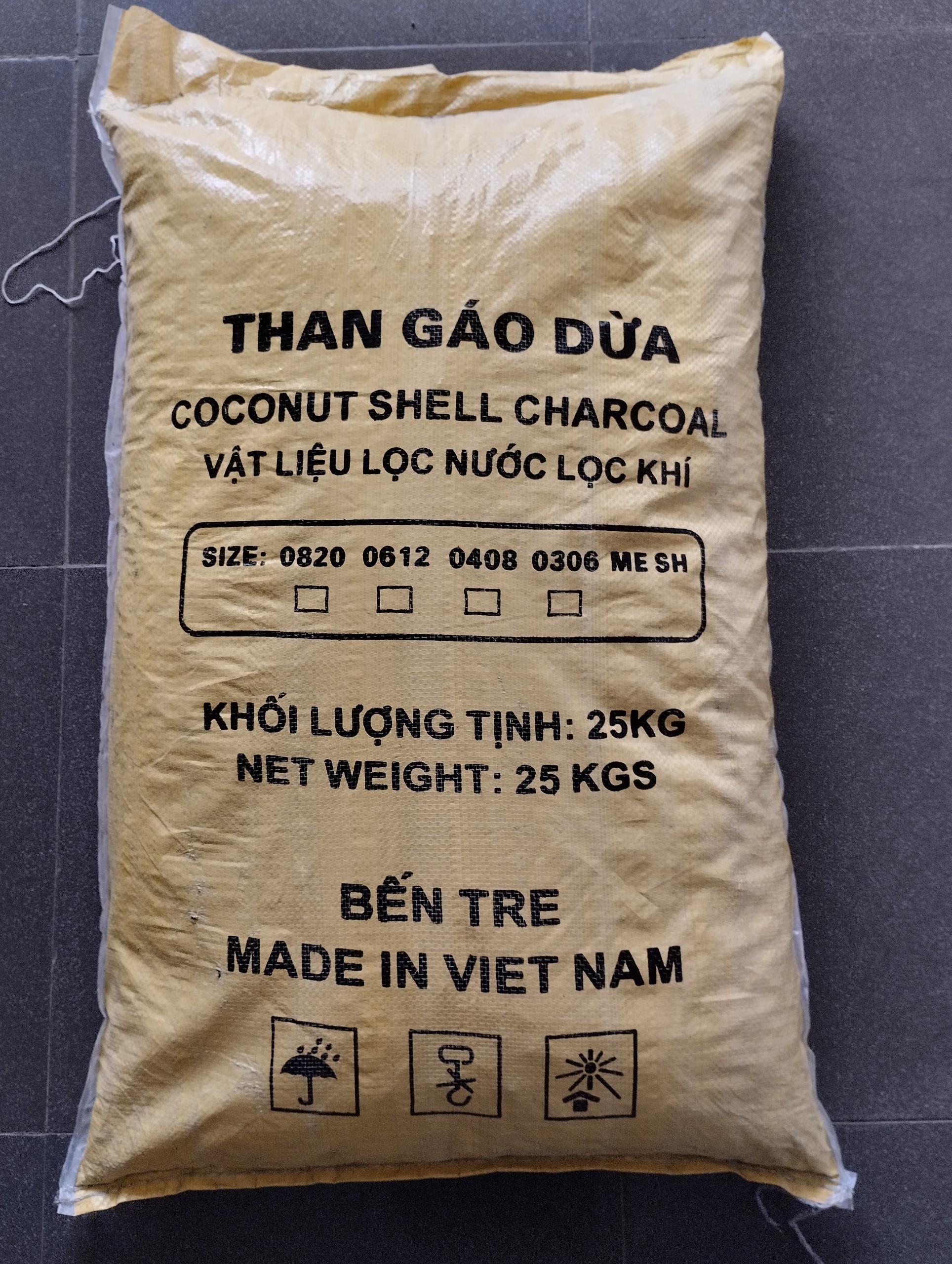 Than hoạt tính GÁO DỪA, than lọc nước, lọc khí.(bao 25kg)