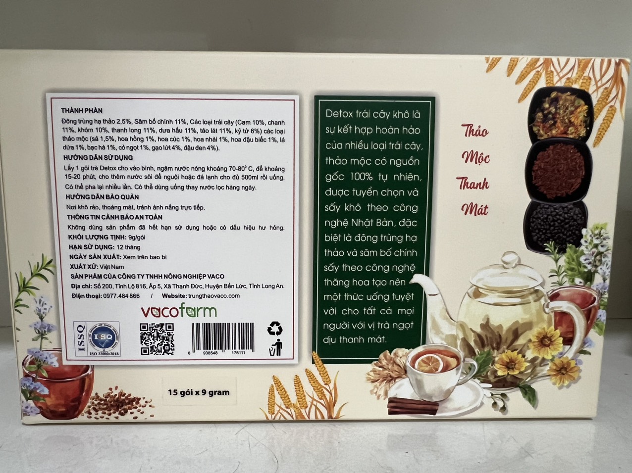 Hộp 15 gói trà detox đông trùng hạ thảo, sâm bố chính, các loại trái cây và thảo mộc giúp thanh lọc cơ thể, giảm cân, giữ dáng và đẹp da