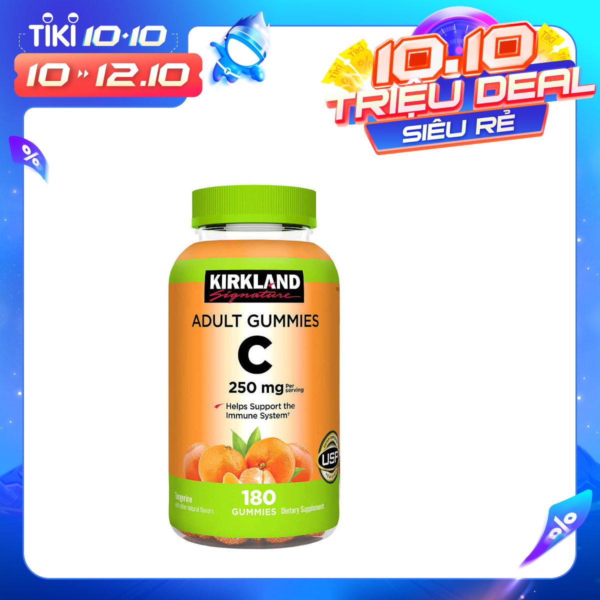 Kẹo dẻo bổ sung Vitamin C Kirkland Adult Gummies C 250mg hộp 180 viên của Mỹ