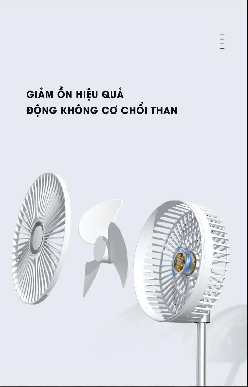 Quạt Tích Điện Gấp Gọn Xiaomi 3LIFE GUZI 008 Phiên Bản 2023 Không Gian Sử Dụng 10-20m2 Sử Dụng 12-24 Giờ Liên Tục - Hàng Nhập Khẩu