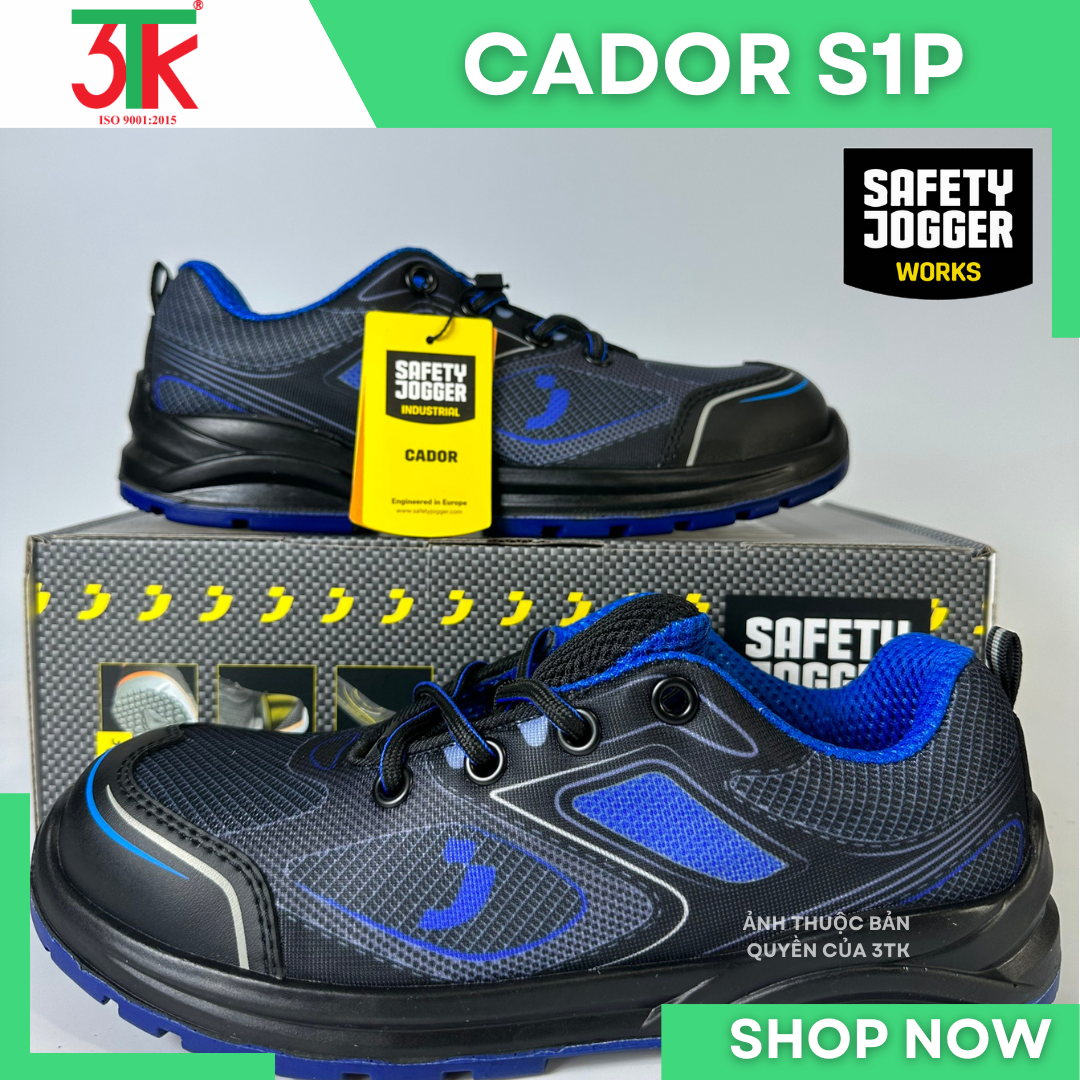 Giày Bảo Hộ lao động Safety Jogger CADOR S1P Trọng lượng nhẹ , Chống Dập Ngón, Chống Trơn Trượt, Chống đâm xuyên , Chống va đập