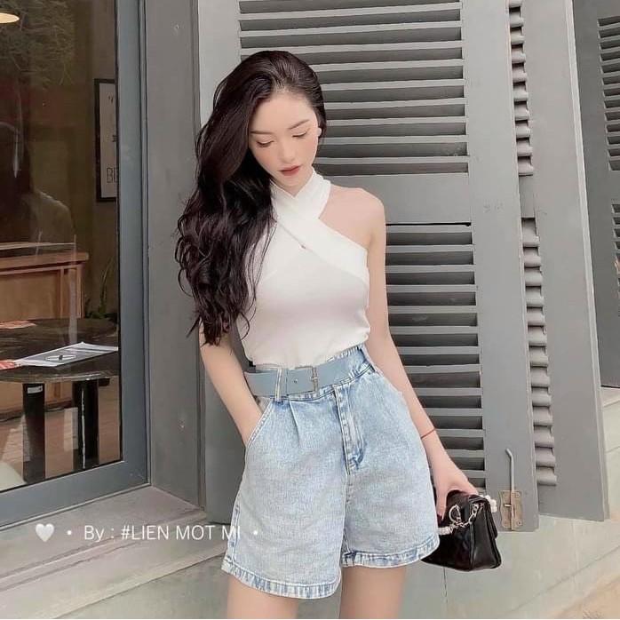 Áo kiểu cổ yếm chéo dây điệu, Áo hai dây cổ chéo CS0678 - NhiNhi Shop
