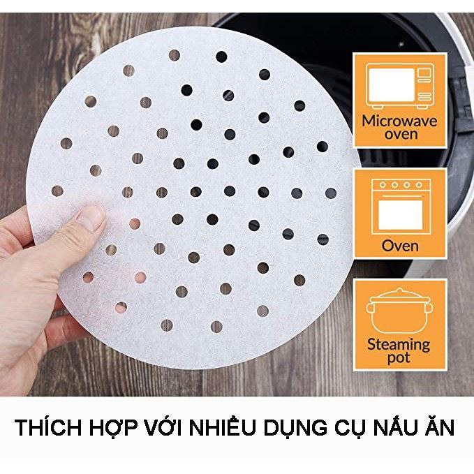 SÉT 100 TỜ GIẤY NẾN ĐỤC LỖ CHO NỒI CHIÊN KHÔNG DẦU, NỒI HẤP, NƯỚNG ĐA DỤNG