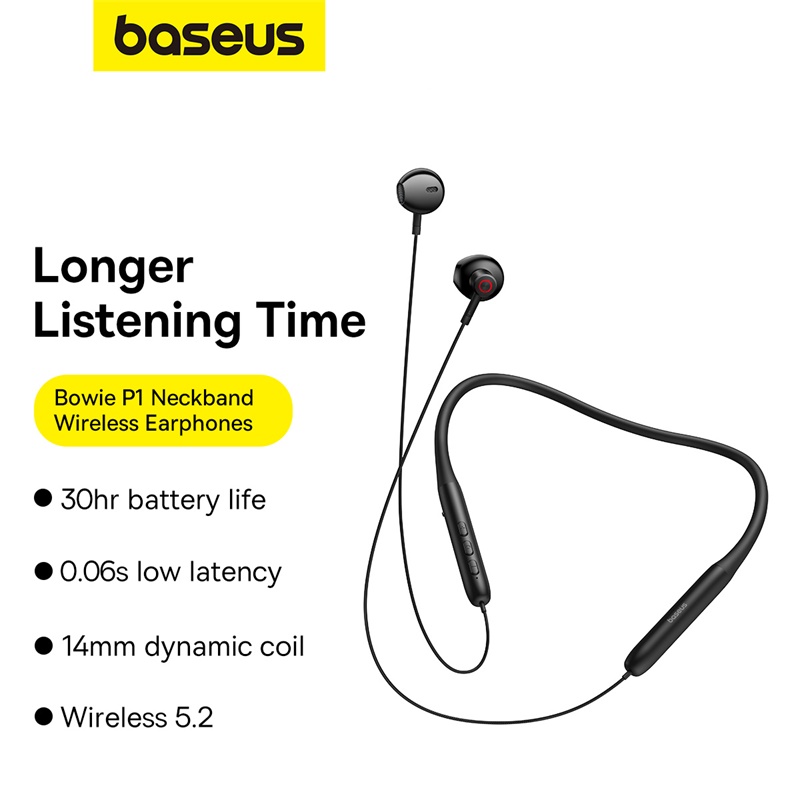 Tai nghe Bluetooth Đeo Cổ Baseus Bowie P1 Neckband Wireless Earphones Cluster (Hàng chính hãng)