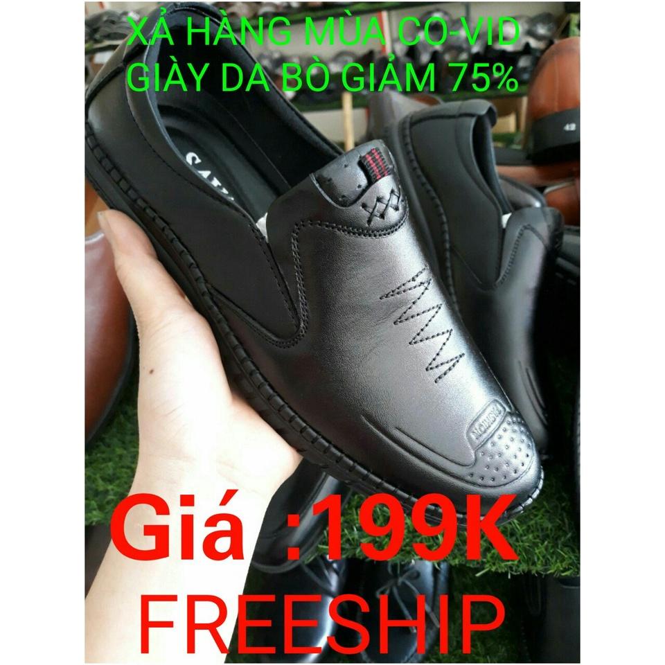 Giày Lười Nam Chất Liệu Da Bò Cao Cấp 2 Màu Nâu - Đen