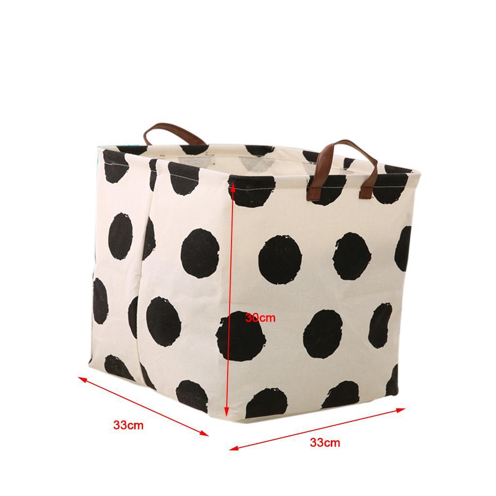 2x Folding Laundry Hamper Makeup Storage Basket for Home Office-Dots