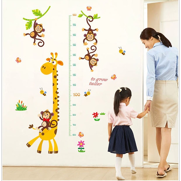 Decal dán tường thước đo chiều cao Hươu cao cổ 5 AmyShop (145 x 84 cm)