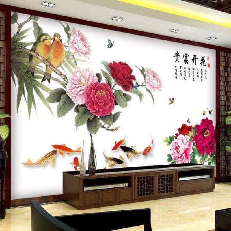 Decal dán tường hoa sen.