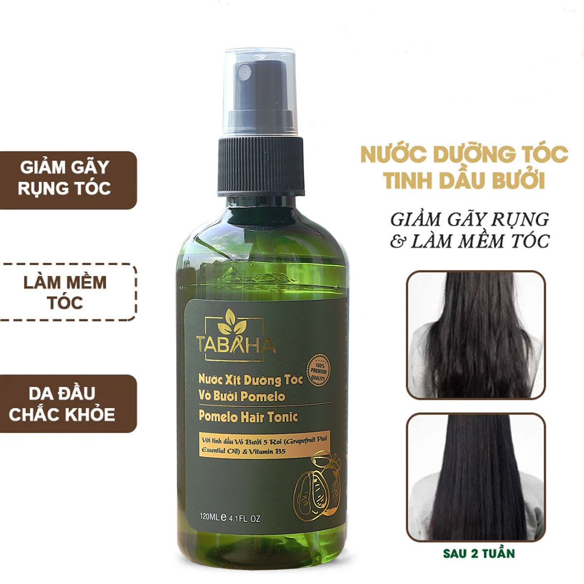 Nước dưỡng tóc tinh dầu bưởi Pomelo Tabaha 120ml giảm rụng tóc, kích thích mọc tóc con