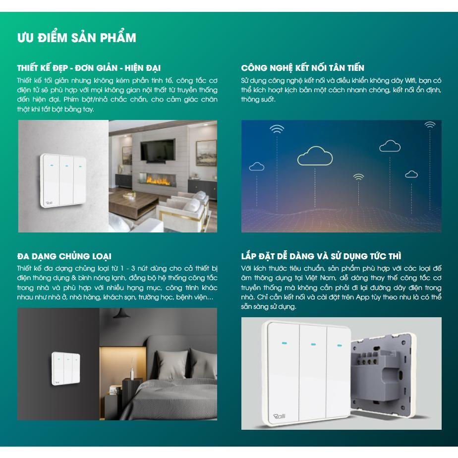 Công tắc thông minh Rạng Đông điều khiển từ xa qua wifi Model CTC.WF