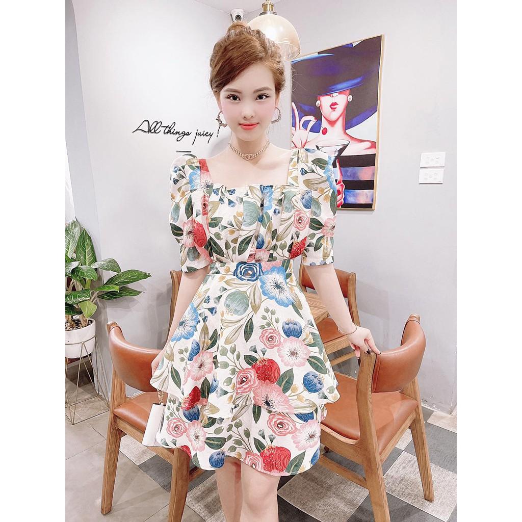 Đầm hoa cổ vuông V1841 - Đẹp Shop DVC