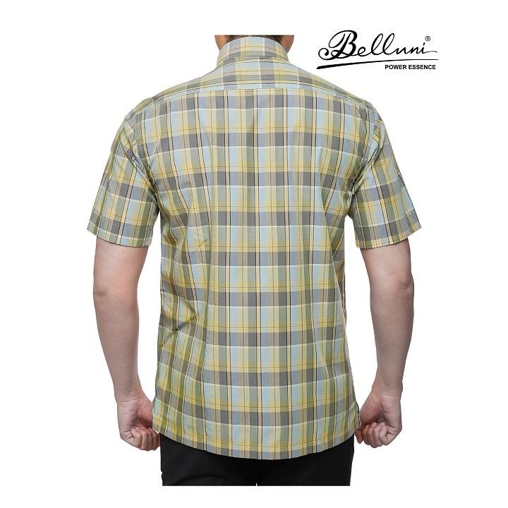 Áo sơ mi nam ngắn tay BELLUNI chất tre vải sọc caro mới lạ - ABN.BP.BE.202.YG4