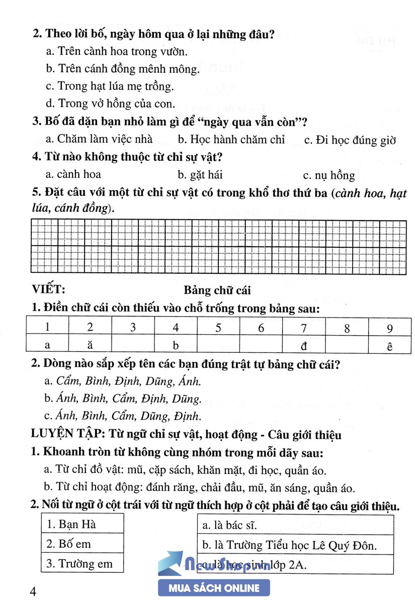 Bài Tập Trắc Nghiệm Tiếng Việt Lớp 2