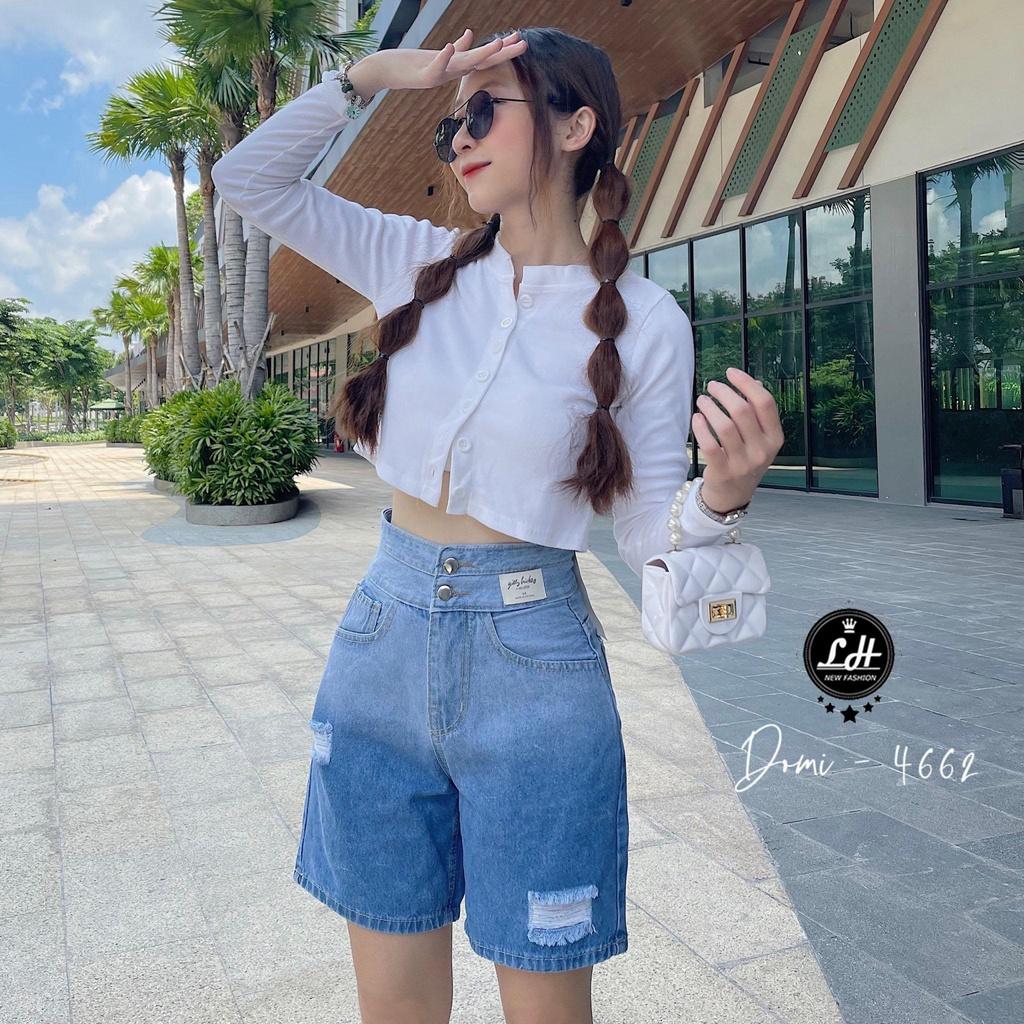 Quần jean ngố rách đùi loang hai màu lưng cao có tag siêu cưng Lê Huy Fashion
