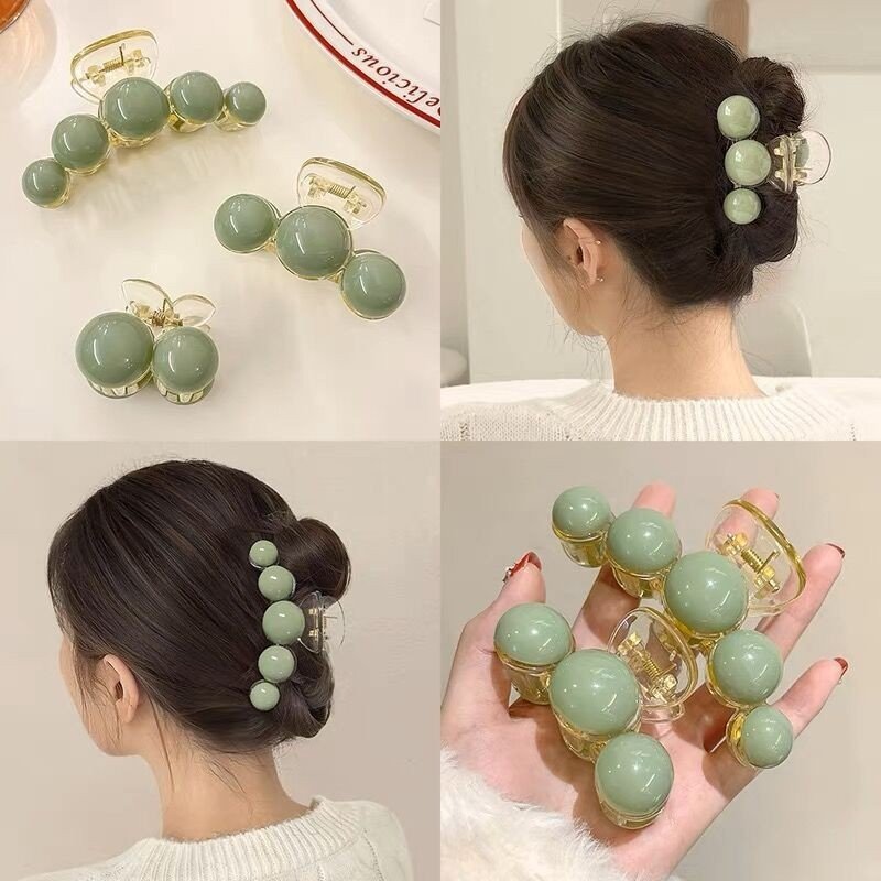 Kẹp cặp tóc càng cua hàn quốc đính ngọc trai phong cách tiểu thư cute xinh dễ thuong cho nữ màu xanh ngọc