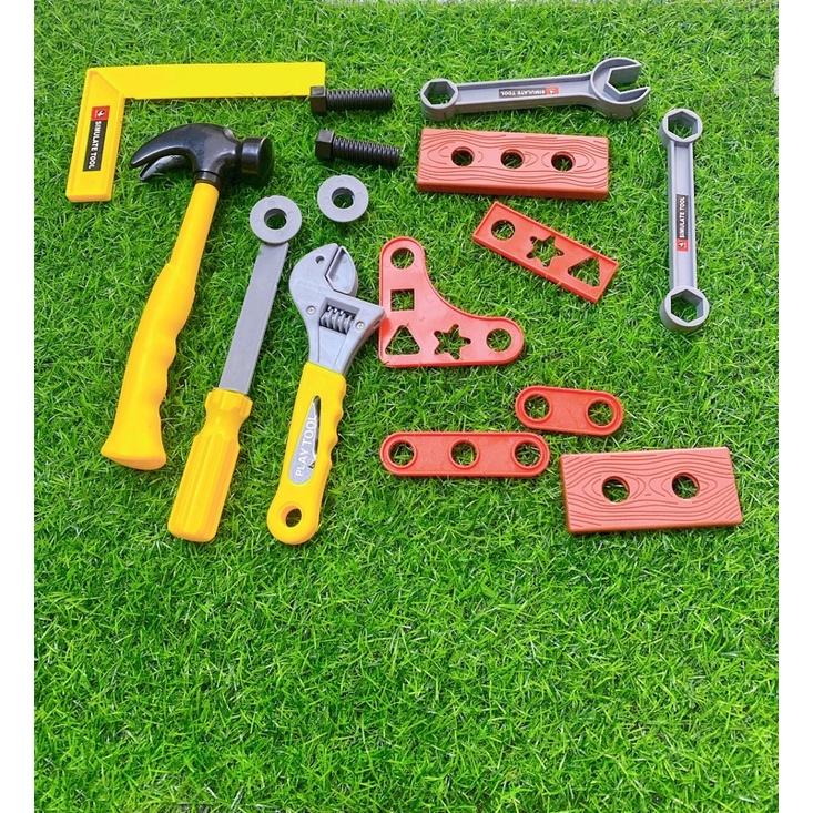 Bộ Sửa Chữa Kìm, Búa, Tua Vít 15 Dụng Cụ Vàng TOOLS SET, Bé Làm Kỹ Sư Đồ Chơi Bé Trai