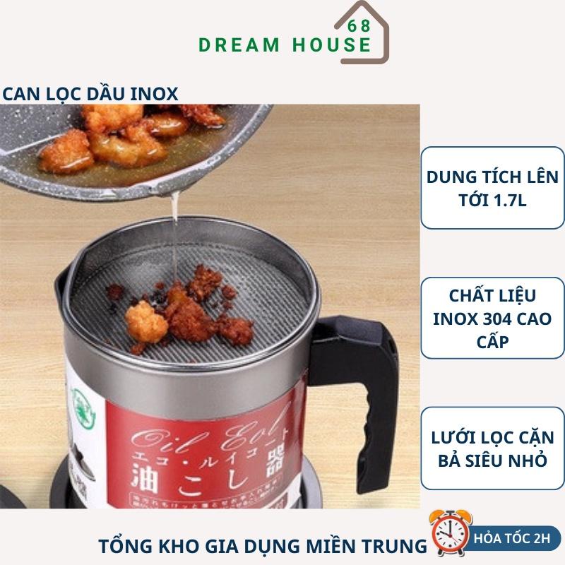 Ca Lọc Dầu Ăn 4 Món Phong Cách Nhật Bản Dung Tích 1.4 + 1.7L , Can Inox 304 Cao Cấp Bền Đẹp