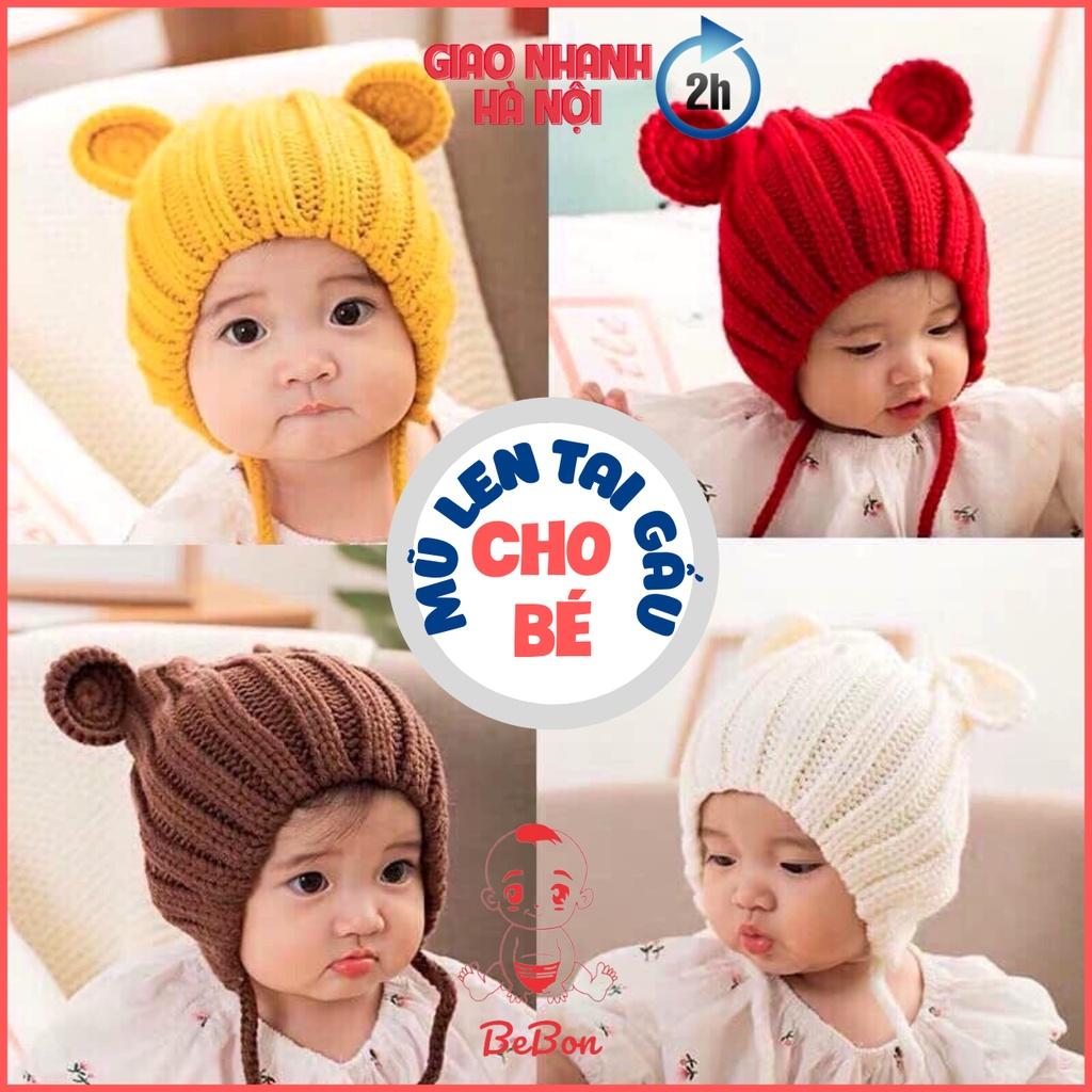 Mũ len tai gấu cho bé