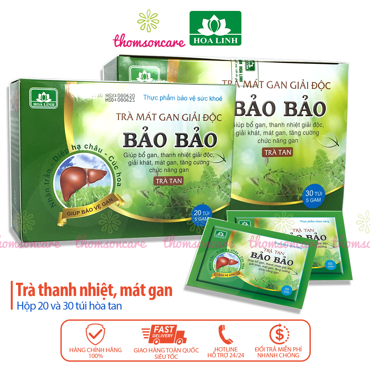 Trà Bảo Bảo - Hỗ trợ giải độc gan, thanh nhiệt, giải độc, ngăn ngừa mụn nhọt - Từ diệp hạ châu, nhân trần, đẳng sâm