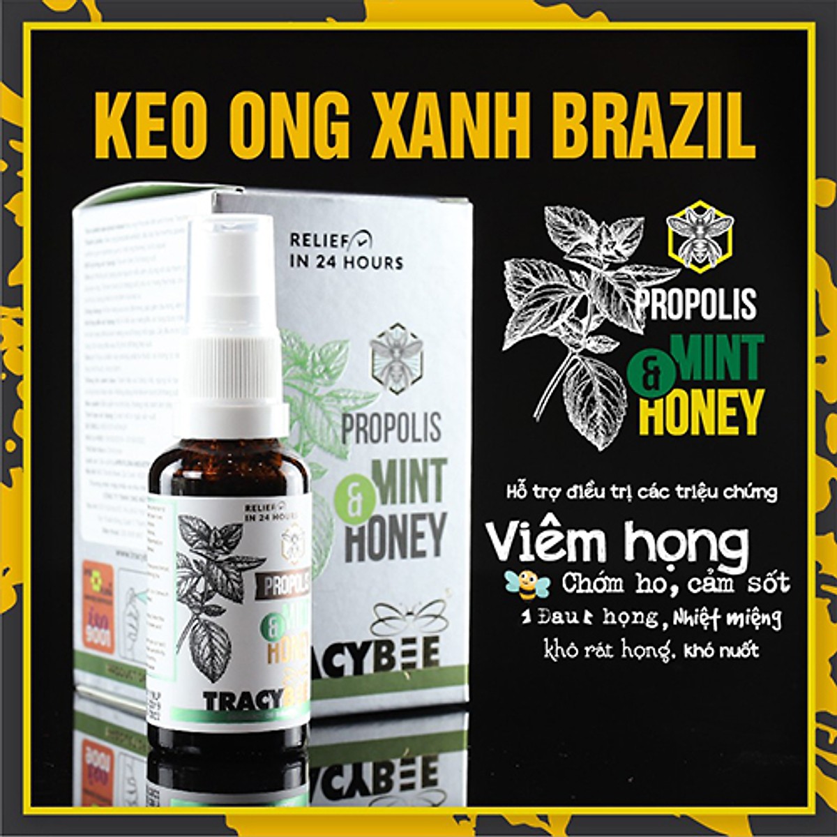 TracyBee - Keo ong BRAZIL dạng xịt 30ml hỗ trợ ngăn ngừa ho, viêm họng