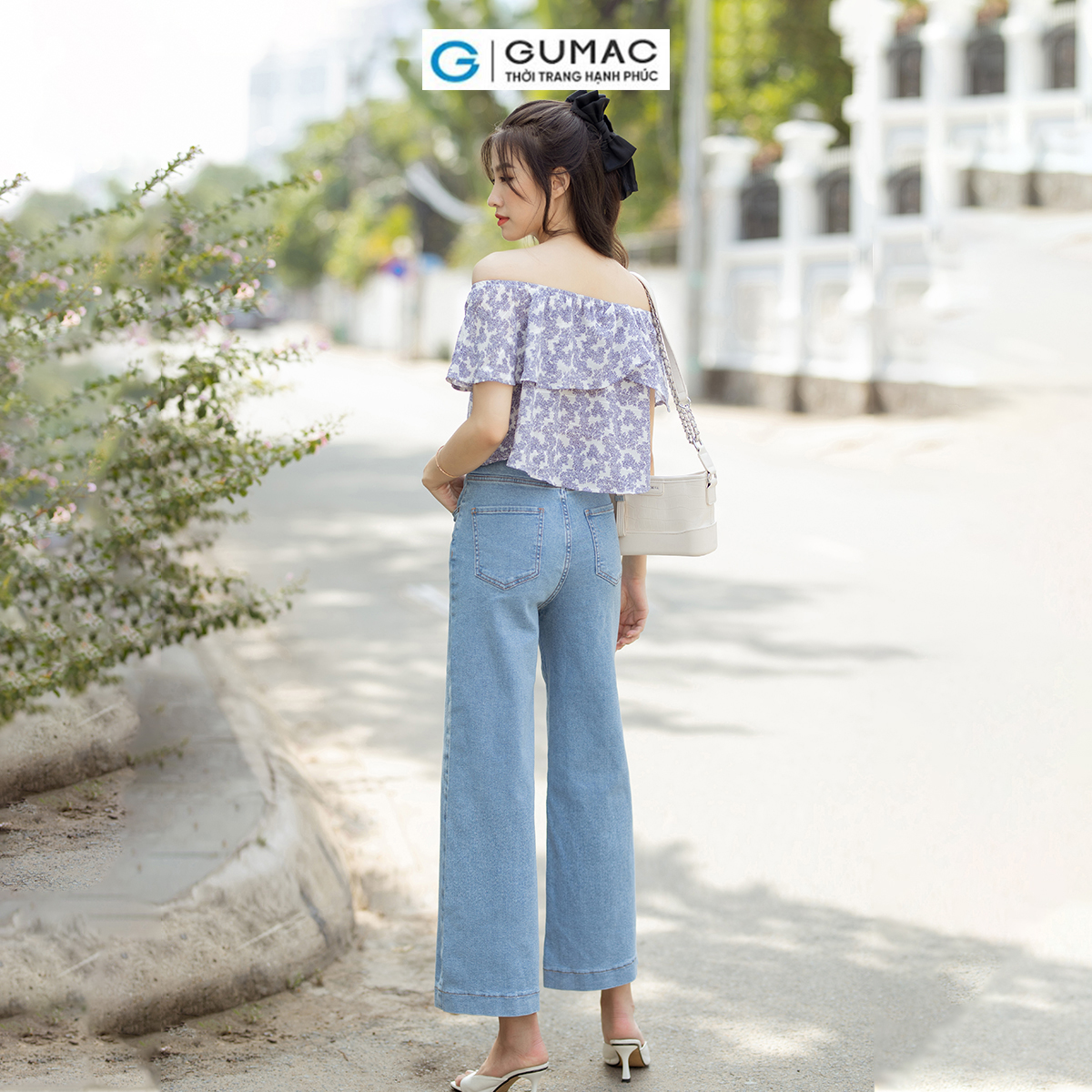 Quần Jeans ống rộng dáng lửng tôn dáng trẻ trung thời trang GUMAC QJD07054