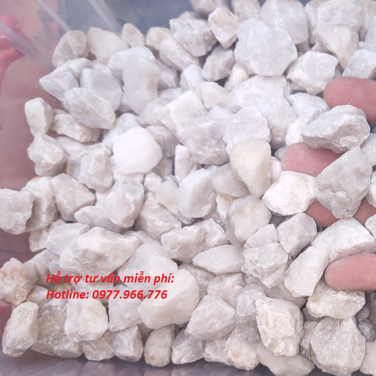 Thạch anh trắng rải nền nhà, trang trí tiểu cảnh sân vườn, chậu cây, bể cá kích thước 1-2 cm